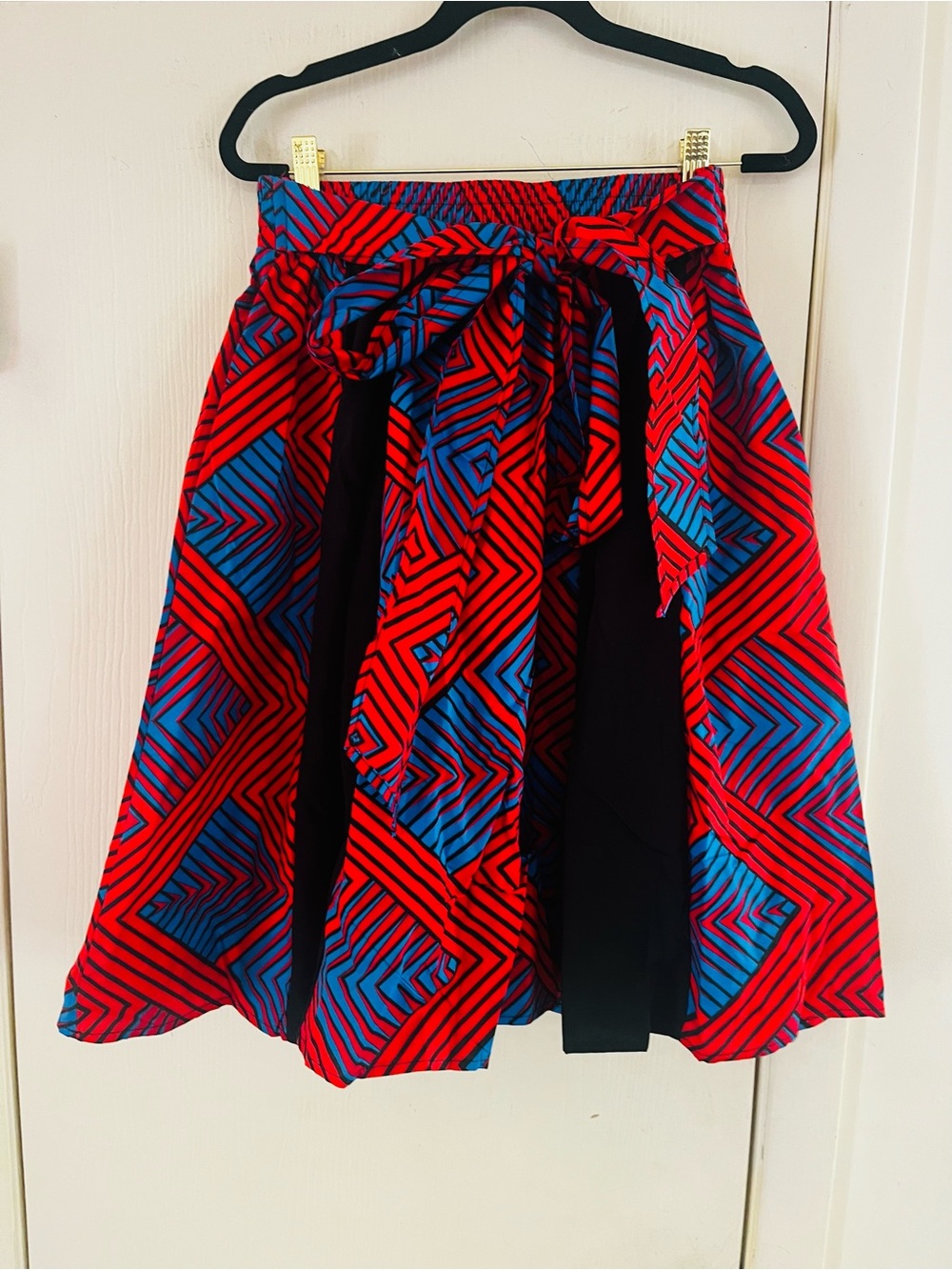 VTG Handmade Ethnic Tribal Boho Retro Festival Tie Waist A Line Skirt S